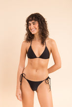 Load image into Gallery viewer, Model Front: Rio De Sol Bottom Bottom Shimmer-Black Cheeky-Tie