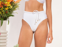Load image into Gallery viewer, Image 13: Rio De Sol Bottom Bottom Shimmer-White Belted-High-Waist
